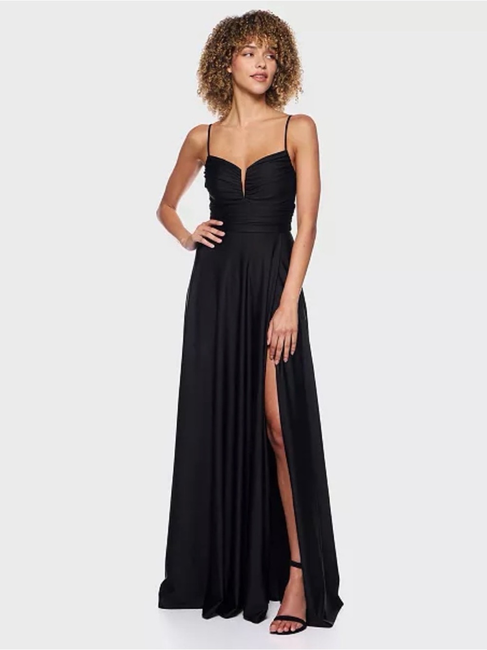 B Darlin Black Juniors' Sleeveless V-Neck Jersey Gown